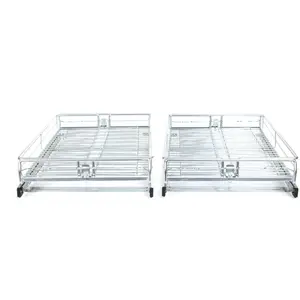 2-Pack 10 Inch Expandable Undercabinet Sliding Drawer Set Stainless Steel