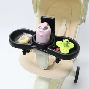 Universal Baby Stroller Tray with Phone Holder, 4-In-1 Cup Holder and Organizer for Strolls and Wheelchairs