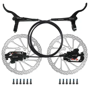 BUCKLOS Mountain Bike Disc Brake kit HB-323 MTB Mechanical Line Pulling Disc Brakes Caliper with Aluminum Alloy Levers /160mm Rotor,/is/PM Universal Adapter for Folding Bike/Fat Bike spoon bike parts bike brake