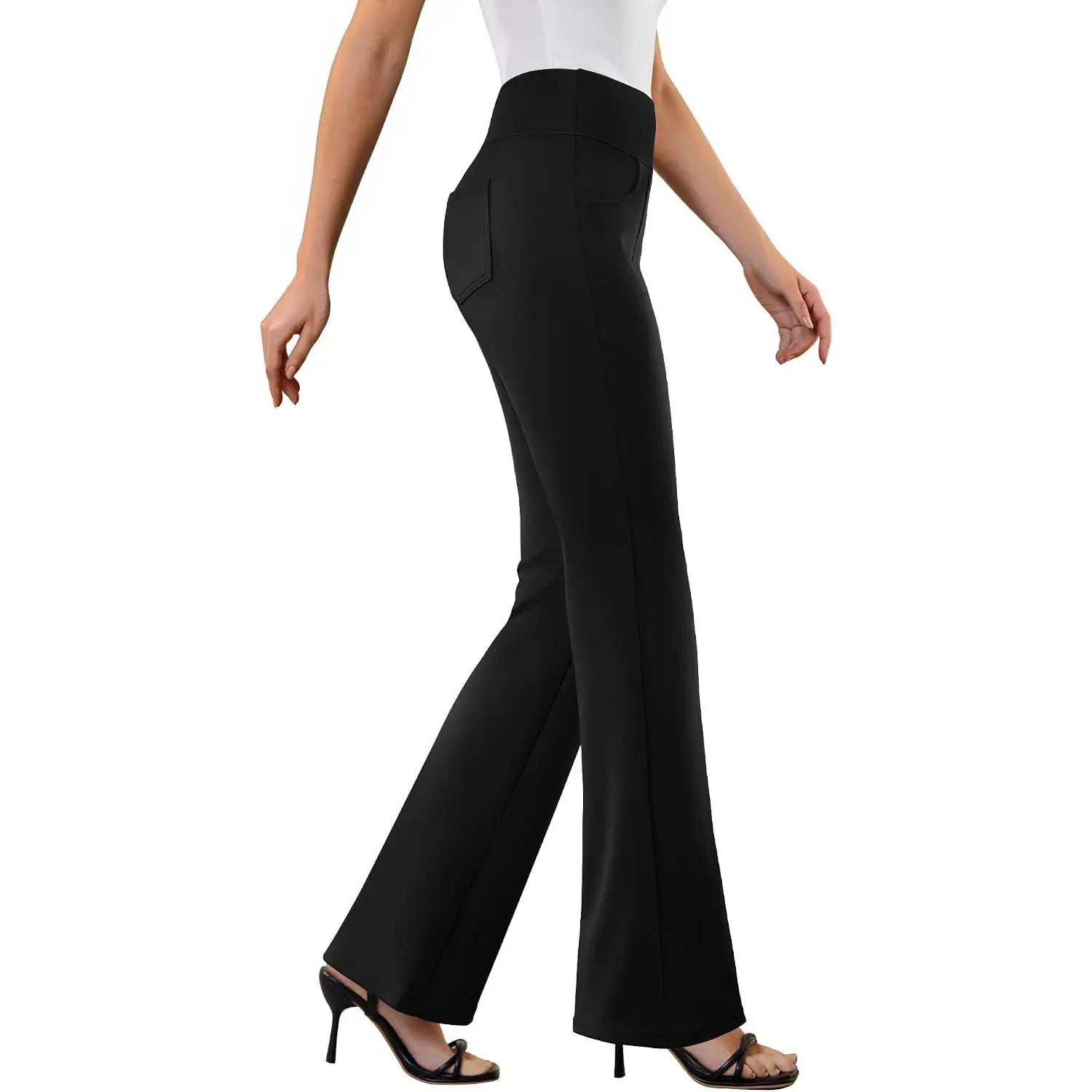 Womens Dress Pants Stretchy Work Pants Flare Slacks with 4 Pockets | Business Casual Office Trousers, Pull On Bootcut Pant, Comfortable High Waist Trouser, Flattering Fit Casual Outfits