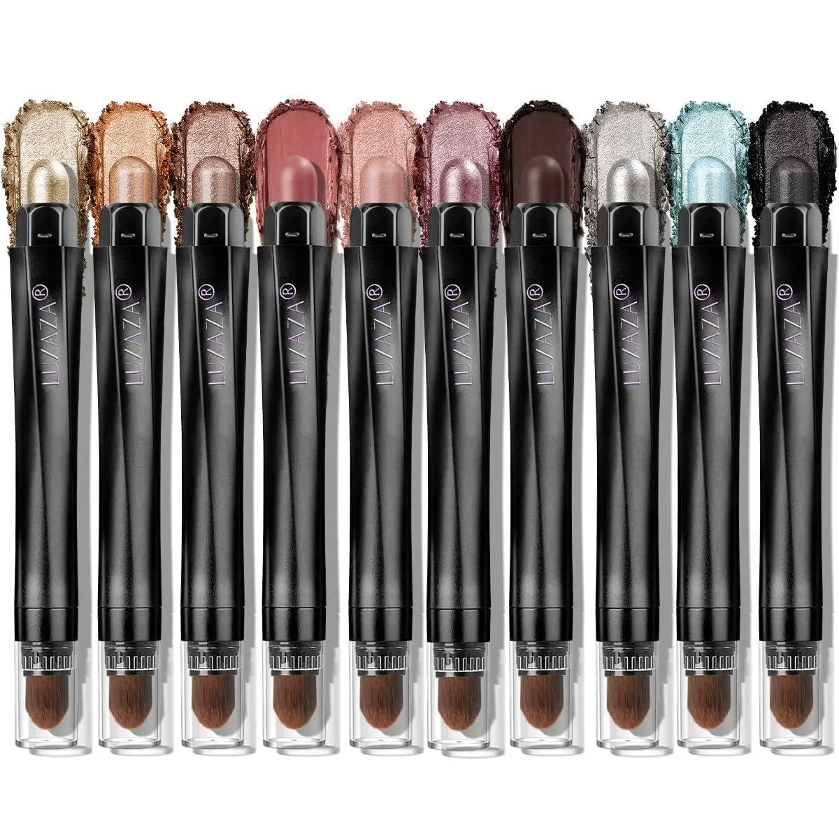 LUXAZA PRO 10-Piece Cosmetic Eyeshadow Stick Set - Creamy, Long-Lasting Eye Makeup Crayons with Matte, Shimmer, Bronze, Metallic Finishes, Smudge-Proof Neutral Shades, Eyeshadow Cream Shimmering, Mint Chocolate, 200g, Ideal Gift