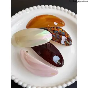 5-Pack French-Style Acrylic Hair Barrettes, Tortoise Shell Hair Clips