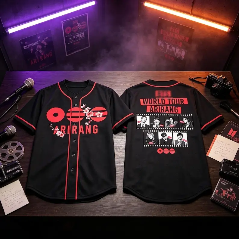 K-Pop World Tour Inspired Baseball Jersey 2026  Concert Style Button Down Shirt, Unisex Streetwear Outfit, Fan Merch & Music Lover Gift