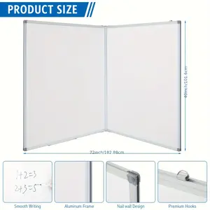 NEW-1 Pcs Large White Board 72 x 40" Magnetic Dry Erase Board Wall Mounted Aluminum Frame Foldable Whiteboard with a Tray and 4 Hooks for Classroom Home Education Office School Business Team