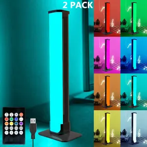 2 Pack RGB LED Desk Lamps 8 Colors Changing Sync with Music Remote Control Dimmable USB Powered Light Bars for Gaming Room Living Room Bedroom Home Decor