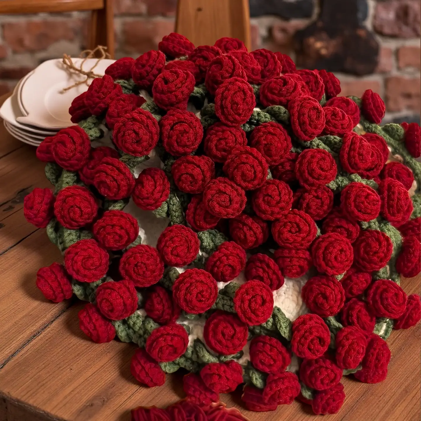 Rose hand-woven blanket, pure handmade blanket, can be turned into a bouquet of roses blanket,a gift for the object, mother, elders, a special gift