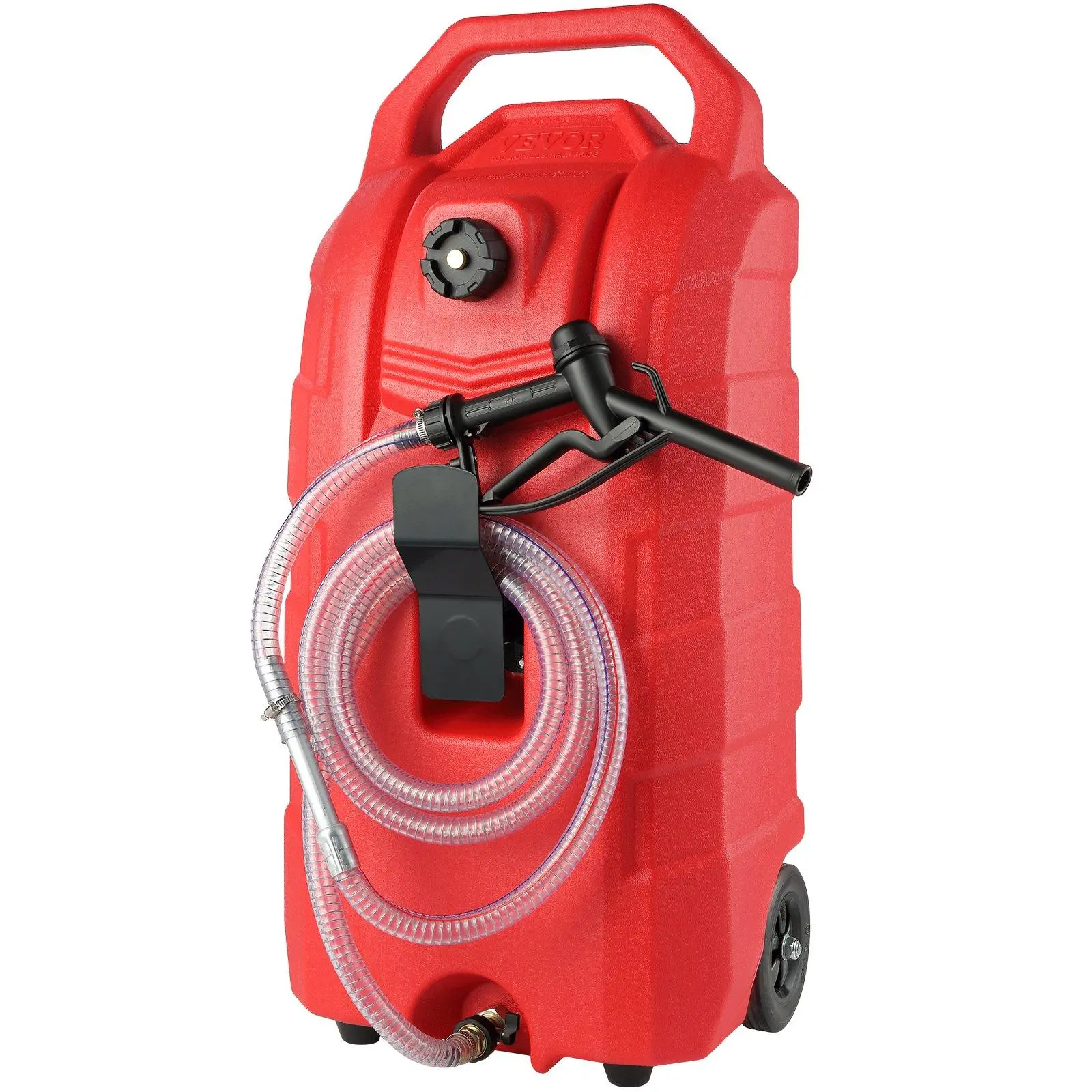【summerfinds】VEVOR 16 Gallon Fuel Caddy, 7.8 L/min, Portable Gas Storage Tank Container with Nozzle Rubber Wheels, Fuel Transfer Storage Tank for Gasoline Diesel Machine Oil Car Mowers Tractor Boat Motorcycle Bottles Organiser Metal