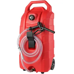 【Spotlight Day】VEVOR 16 Gallon Fuel Caddy, 7.8 L/min, Portable Gas Storage Tank Container with Nozzle Rubber Wheels, Fuel Transfer Storage Tank for Gasoline Diesel Machine Oil Car Mowers Tractor Boat Motorcycle Bottles Organiser Metal