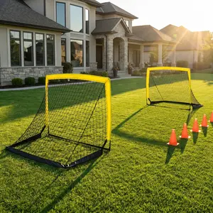 4x3 Ft Foldable Soccer Net for Kids Backyard Training, 2 Pack Quick Set-up Pop-Up Football Goal Set w/ Heavy Duty Fiberglass Rods & Oxford Cloth, Outdoor Sports