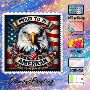 DIY 5D Flocking Cloth Diamond Painting Craft Kit, AB Rhinestones, Fairy Dust Rhinestones, Crystal Rhinestones, Eagle, Flag, Pride Diamond Embroidery, Special Technique Diamond Art Kit, Wall Decoration, Gift for Family, Lover, Friends