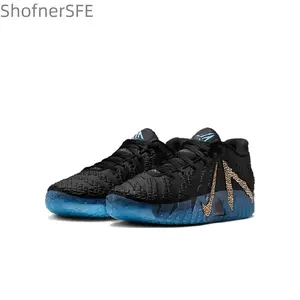 Black and Blue Retro Anti-Slip Wear-Resistant Basketball Shoes for Comfortable Play