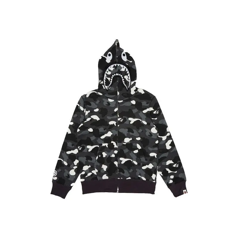 BAPE Men's City Camo Shark Full Zip Hoodie (SS23) Black, from StockX