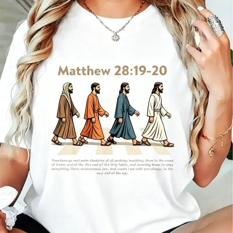 Women's 100% Cotton Round Neck Printed Christian T-Shirt - Unisex Matthew 28:19-20 Make Disciples Jesus Casual Sweatshirt, Breathable Christ Tops