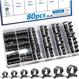 Spring Hose Clamp Assortment kit 7-18mm 8-sizes Constant Tension Hose Clamp  for  Line,Vacuum Hose,Air Hose Spring Band Hose Clamp Kit