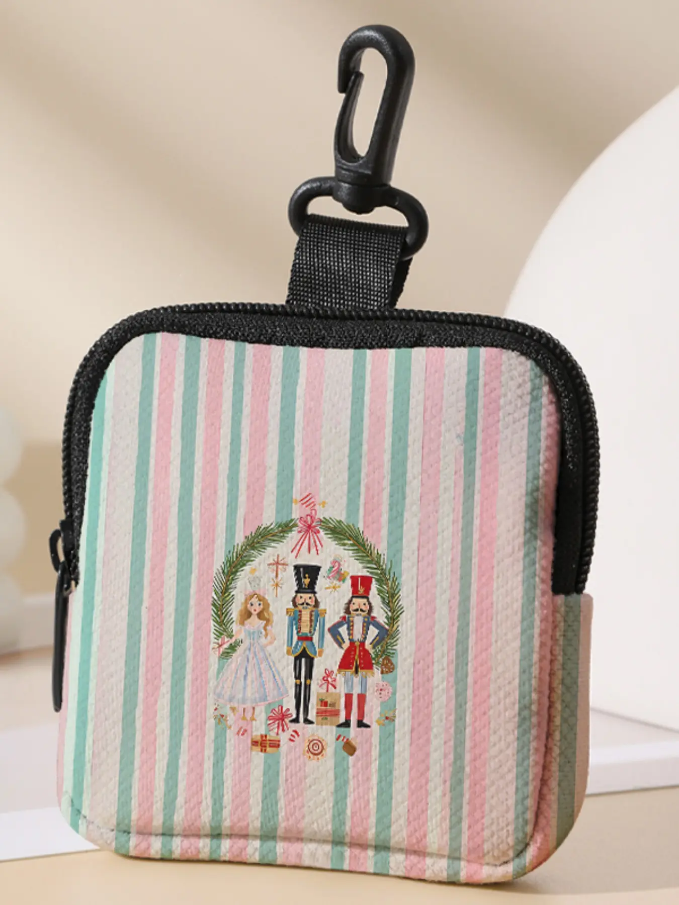 Christmas Pattern Printed Coin Wallet, Multifunctional Storage Bag, Durable Polyester, Digital Printing, Key Card Holder, Ideal Gift