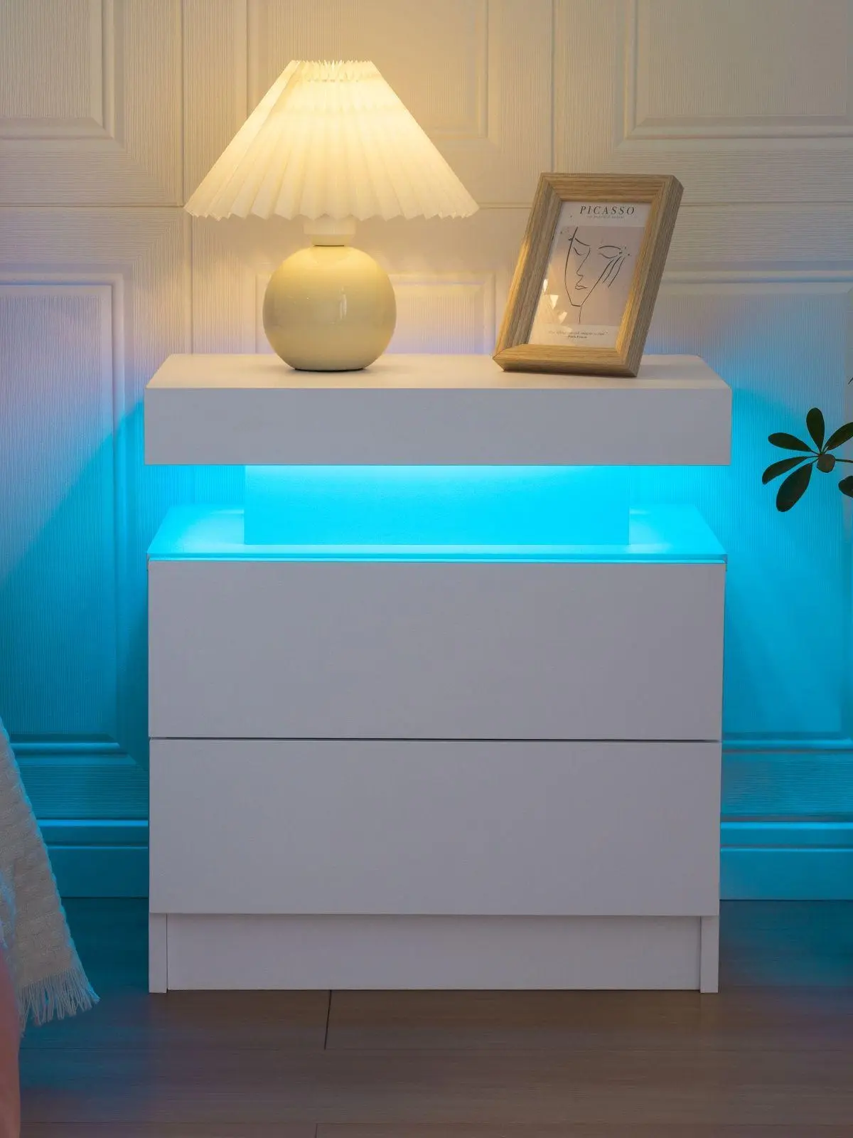 i-aplus Night Stand LED Nightstand with 2 Drawers Modern Bedside Tables for Bedroom, Living Room i-aplus Night Stand LED Nightstand with 2 Drawers Modern Bedside Tables for Bedroom, Living Room