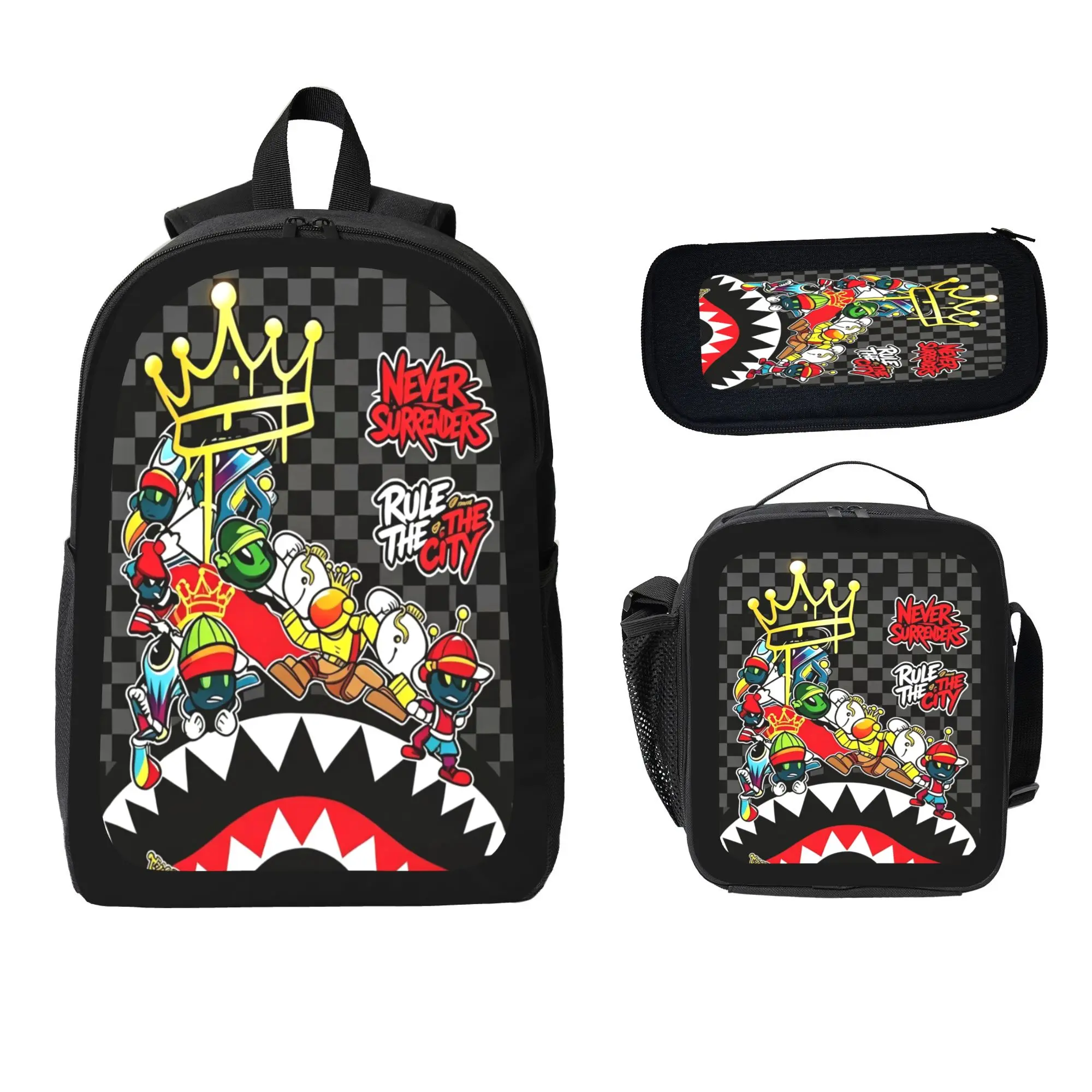 1/2/3-piece backpack set featuring a backpack, lunch bag, and pencil case; includes adjustable straps and zipper closures. Suitable for students and teens—an essential for the back-to-school season.