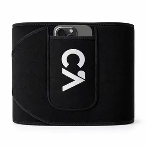 Waist Trimmer Belt for Men & Women – Silver Ion Sweat Belt Black, Anti-Slip Sauna Trainer, With Pocket & Precision Fit