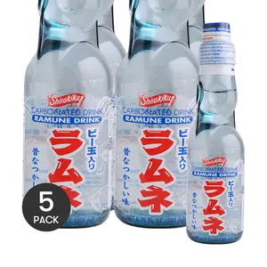 5 Pack Shirakiku Ramune Drink Japanese Marble Soda Original Flavor 6.76 fl oz - Classic Refreshing Beverage