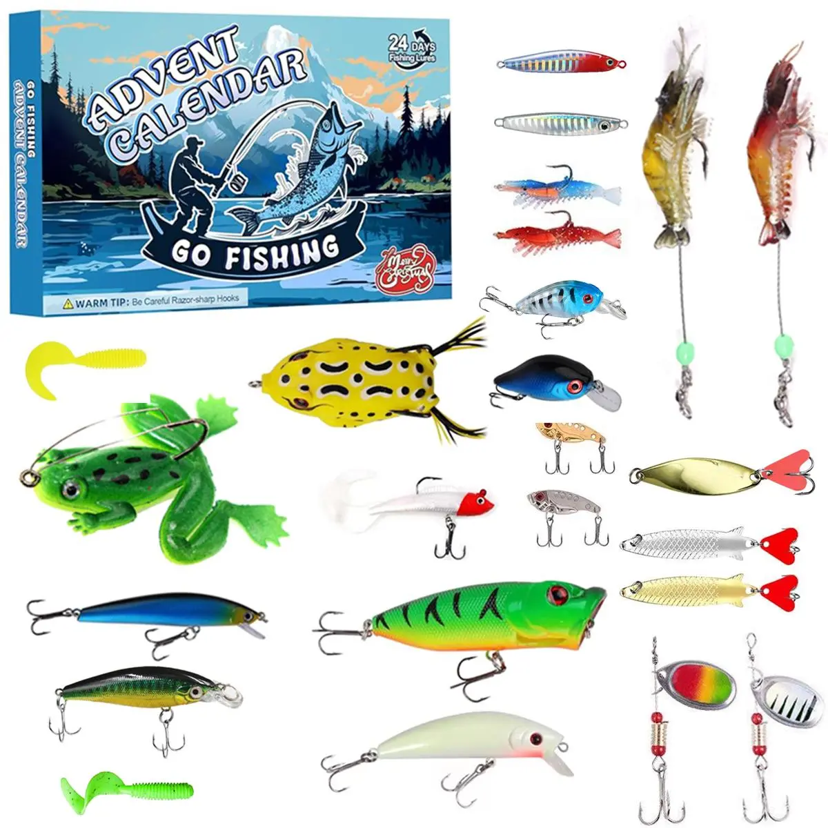 2025 Advent Calendar Fishing Lure | 24 Days Christmas Countdown | Fish Tackle Surprise Gift for Men, Teens,  Boyfriends & Dads
