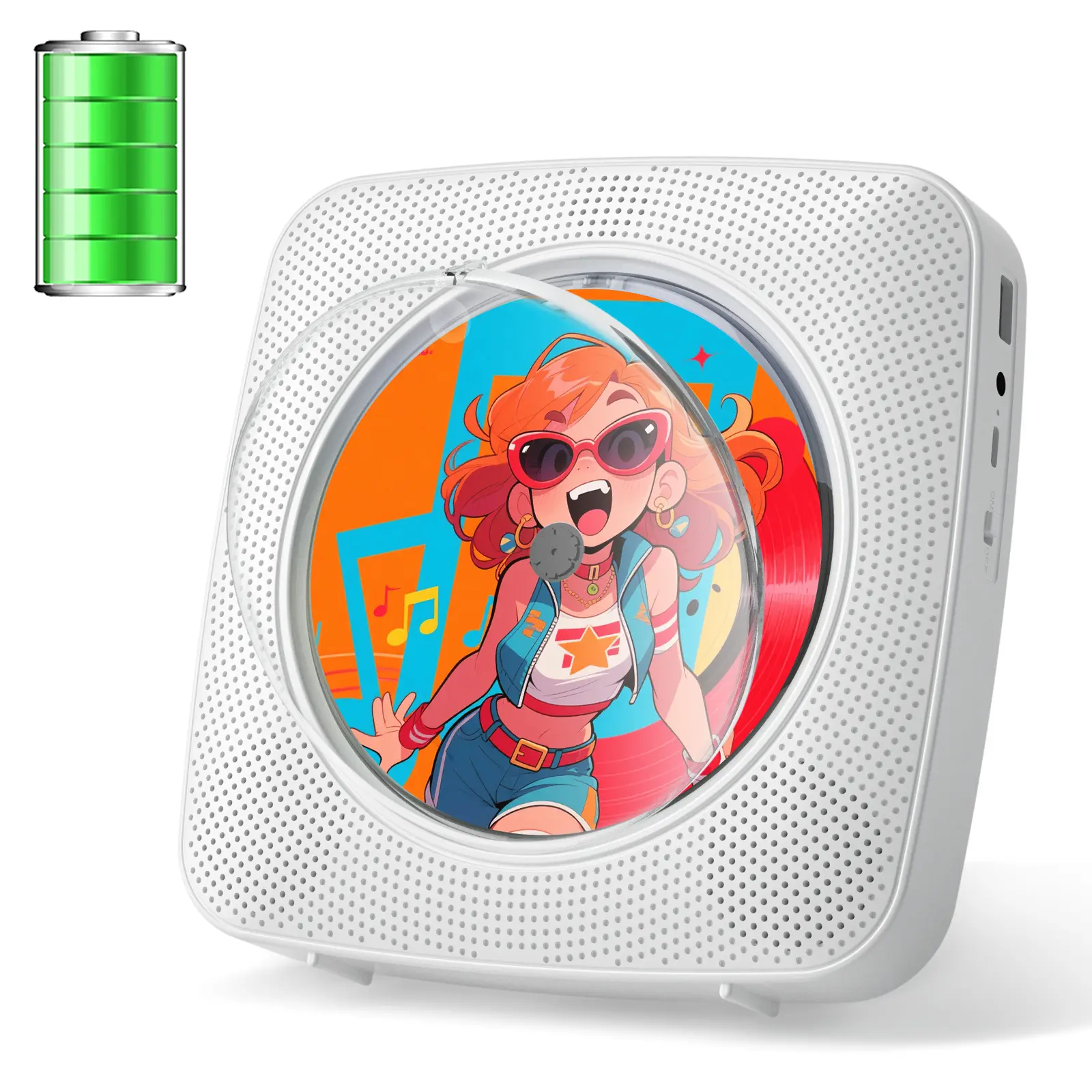 Gueray CD Player Portable Rechargeable: CD Players for Home Desktop Wall Portable CD Player with Bluetooth & Dual Speakers 1800mAh Boombox FM Radio USB Type-C MP3 Music Player