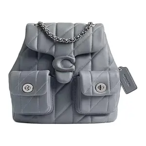 COACH Tabby 22 External Twist Lock Backpack – Small Women’s Satchel in Grey-Blue Lambskin