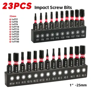 23 Pcs Industrial Screwdriver Bits Set, S2 Steel Anti-slip, Impact And Wear-resistant Magnetic Security Torx/ Internal Hex Drill Head With Black Portable Base, 1/4" Shank, Designed For Handicrafts, Precision Electronics Repair, Office And DIY Use