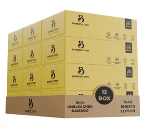 Bamboo Story Bamboo Lotion Facial Tissue, Unbleached, Chemical Free, No PFAS or Chlorine, No BPA, FSC Certified, 100% Bamboo, 12 Boxes, 1440 Sheets