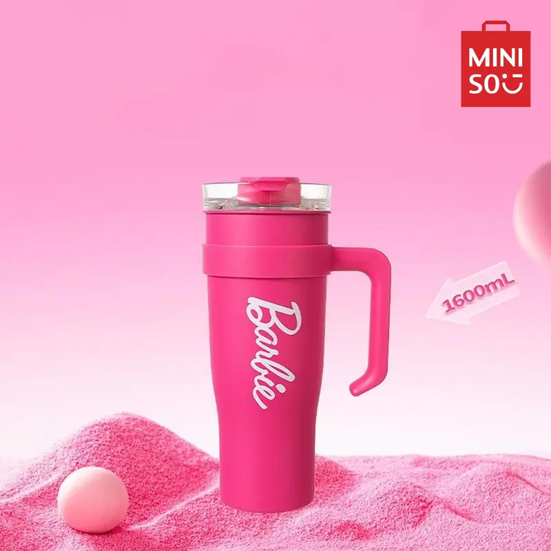 [Holiday Special] Miniso Barbie Pink Stainless Portable Tumbler, 54oz&40oz Tumbler Cup with Handle, Portable  Tumbler with Straw and Lid, Water Bottle, Tumbler Cups, Birthday Gift, Back to School
