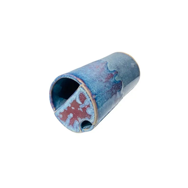 Travel Tumbler 16oz Handmade Stoneware Pottery Drinkware Ceramic Handcrafted Gifts with Unique Blue and Red Design
