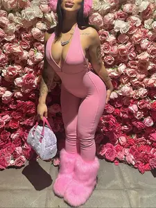 Women's Sexy Backless Party Romper, Sleeveless High Waist Butt Lifting Jumpsuit, Slim-Fitting Long Pants, All Seasons Fashion