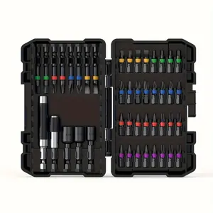 【summervibes】45pcs Heavy-Duty Impact Screwdriver Bit Set Compatible for Torx/T40-TX27, Cross/PH0-PH2, Flat/-L7, Square/R90-R120 - Bits with Storage Box, Compact & Portable Kit for Repair, Automotive, DIY (45pcs)