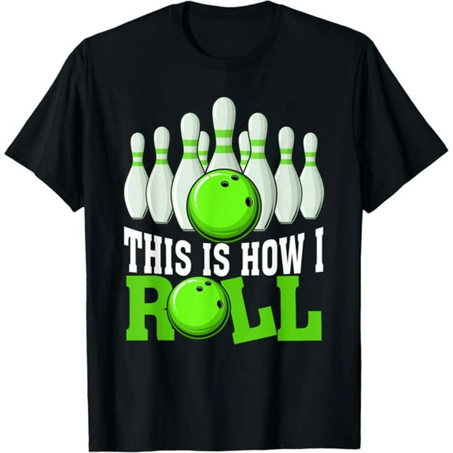Women's Funny Vintage Crew Neck Graphic Print Short Sleeve T-Shirt, All Seasons Retro Casual Sporty Apparel, Ideal Gift for Bowling Enthusiasts