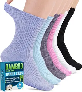 Doctor's Select Viscose Socks for Diabetics - Unisex Comfort, 6 Pairs, Smooth Toe Seam, Moisture-Wicking, Various Colors