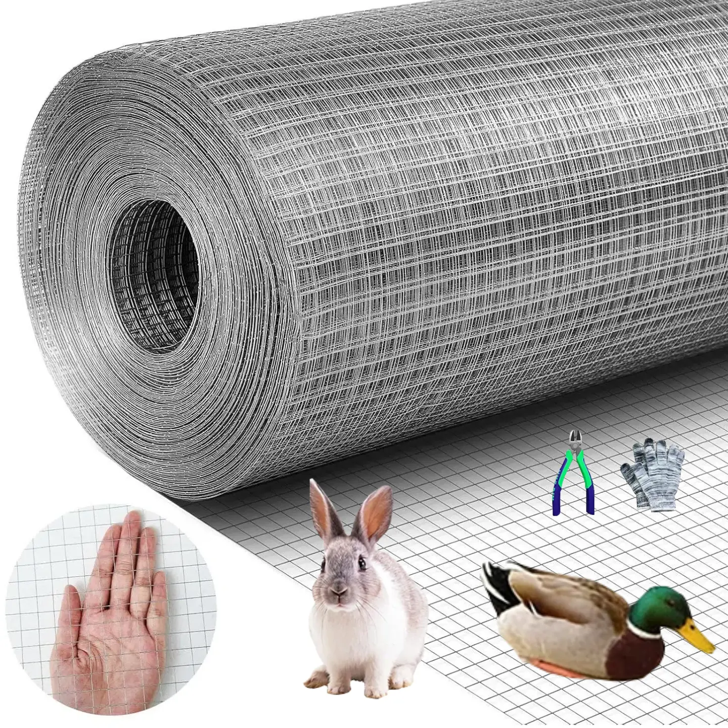 48inx100ft Hardware Cloth  1/2 inch 19 Gauge Rust-Resistant Mesh  for Chicken Coop/Vegetable/Garden/Plants/Poultry Enclosures/Tree/Gutter Guards Rabbit Fencing Snake Fencing  Flower Bed Fencing with Snips/Gloves