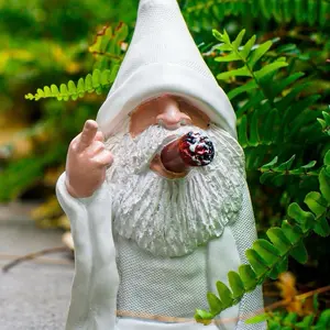 Middle Finger Decor Statue, 5.9in Smoking Wizard Dwarf- Funny Garden Gnomes Outdoor Decorations for Lawn Patio Yard Home Decor Easter Halloween Christmas