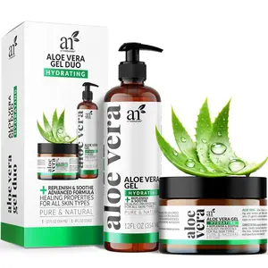 artnaturals Aloe Vera Gel Set - 99% Pure Organic - Sunburn Relief & Hydration for Face, Body & Hair  - Skincare Repair Moisturizing Comfort Hydrating