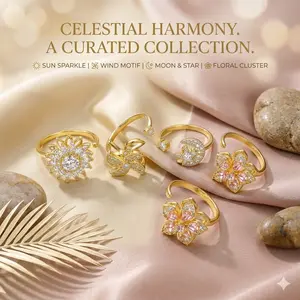 Anxiety Relief Rotating Ring Trendy Fashion Jewelry For Women Adjustable Open Ring    Dainty Gold Rings
