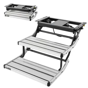 VEVOR RV Steps, 2-Step, 440 lbs Load Capacity, Electric Retractable RV Stairs, Telescopic Folding Aluminum Alloy Camper Steps, Steel Frame Non-Slip Entry Stair for Camper Van Motorhome Travel Trailer