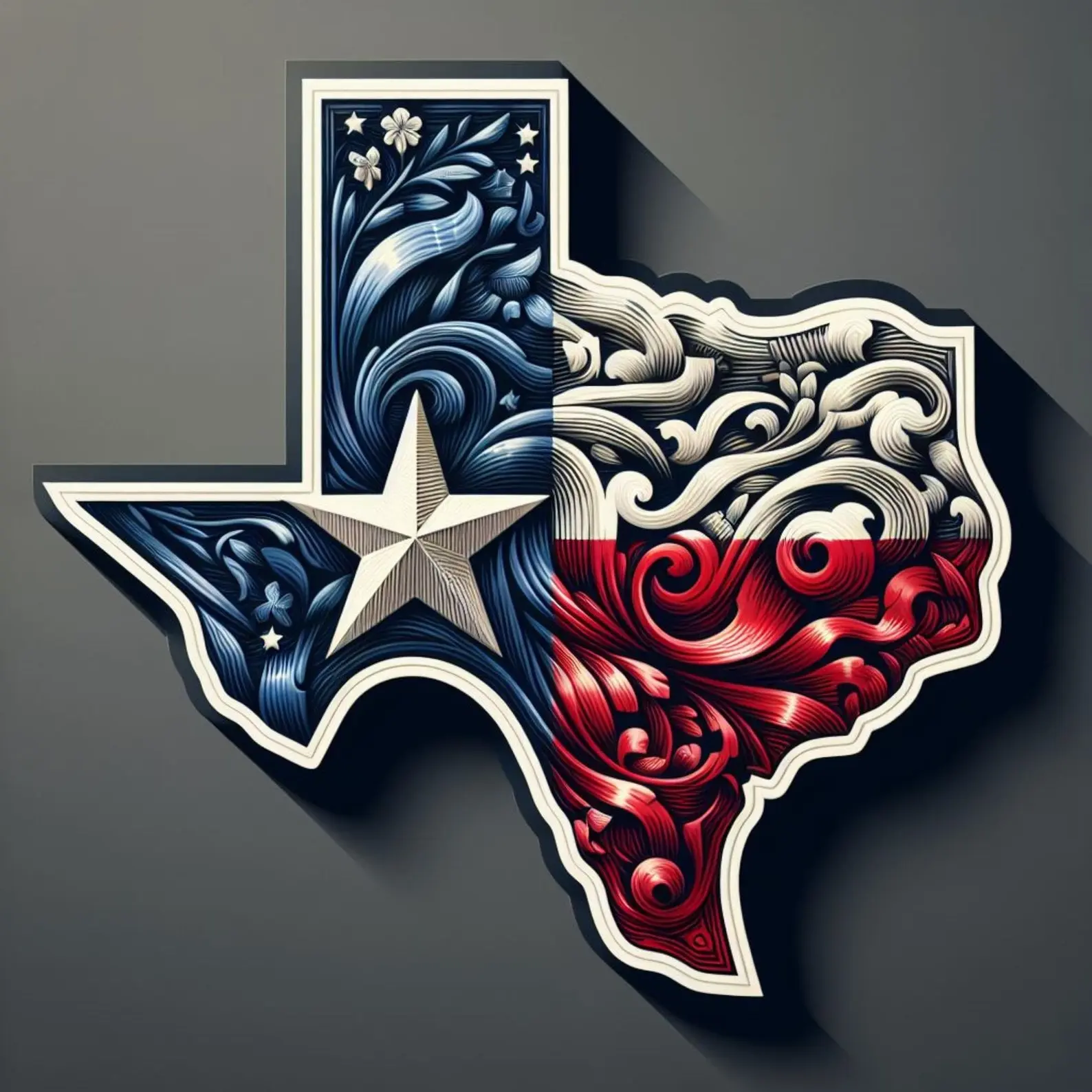 State Of Texas And Flag | Waterproof, UV Resistant, Vinyl Sticker Decal