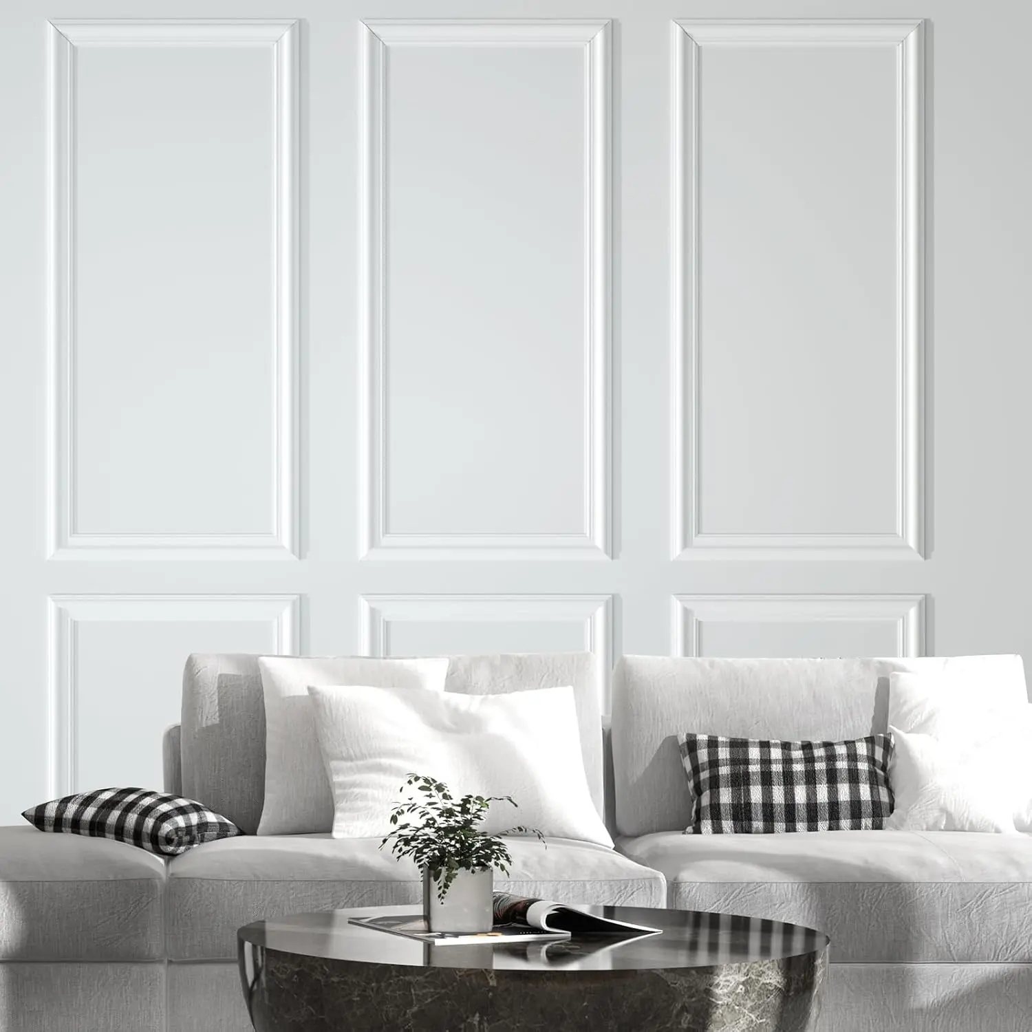 Peel and Stick Wall Molding Kit 6-Frame Pre-Made, Luxe Architectural Wall Moulding Panel Frame, Self-Adhesive Wainscoting Panels, Molding Trim for Interior Walls Doors Home Decor (54"x24")