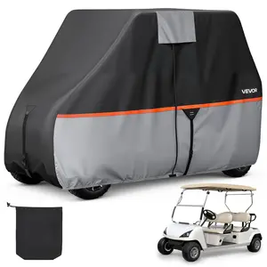 VEVOR Golf Cart Cover, Full Coverage 2+2/4 Passenger Golf Cart, 420D Waterproof Oxford Fabric Club Car Cover Fits Most Carts Club Car, Yamaha, EZGO, Honda, Silver-Coated Layer & Three Zipper Doors