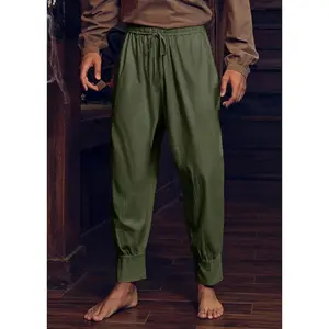 PASLTER  Mens Medieval Renaissance Pants Viking Pirate Mercenary Gothic Costume Cosplay Navigator Trousers Menswear Beige