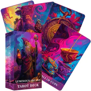 Luminous Arcana Tarot Deck, 78 Tarot Cards with Guidebook, Psychedelic Tarot Artwork, Unique Visual Appeal, Modern Mystical Design for Beginners, Professional Readers, Intuition, Divination, and Spiritual Growth Tool