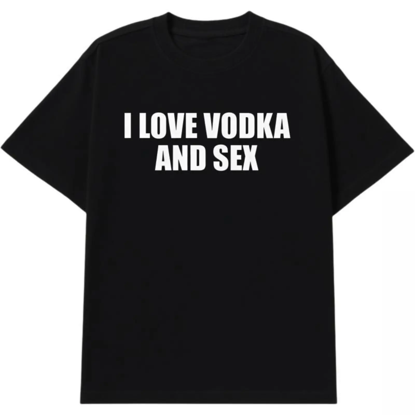 [100% Cotton]  I Love Vodka And Sex Unisex Heavy  Tee Y2K Shirt Iconic  Meme Club Party Bar Cute Top Viral Edgy Sassy Sarcastic Chaotic Gift, Adult  T-Shirt, Gift For Woman  Funny Crew Neck Tee Golf Gift T-Shirt For Men And Women Soft Prints
