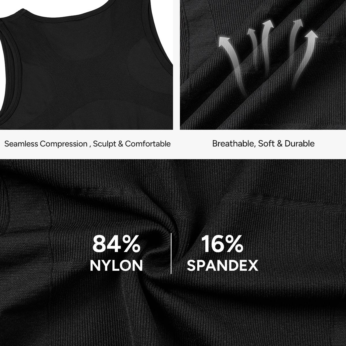 Nebility Men’s Seamless Compression Tank Top, Tummy Control, Chest Support & Back Posture Correction, Breathable 4-Way Stretch Underwear for Gym, Workout & Daily Wear