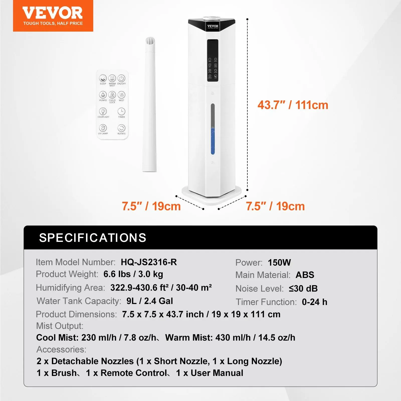 9 L【Cold and Warm Mist 2-in-1】