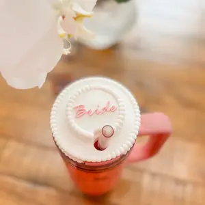 Wedding Stanley Cup Topper – Custom Bride or Name Cake-Style Lid Insert – Fits 20/30oz & 40oz Quencher H2.O – Bridal Party, Bachelorette Gift Tumbler Drinkware Plastic Lightweight
