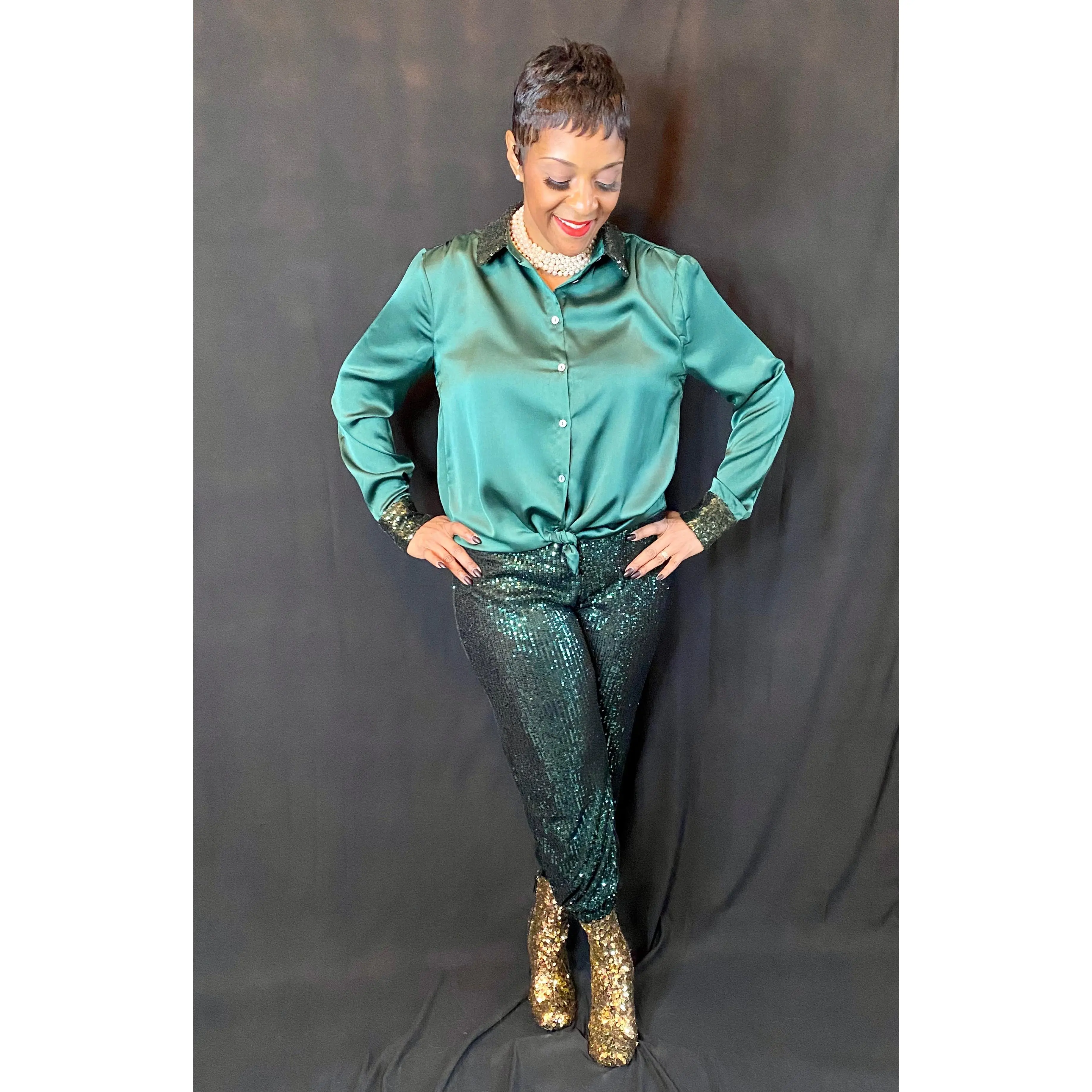 SEQUIN JOGGER PANT SET