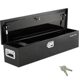 Black 48 Inch Aluminum Truck Tool Box, Heavy Duty Truck Bed Storage Box with Side Handle and Lock Keys, Waterproof Tool Boxes Organizer Chest for Pick Up Truck Rv Trailer
